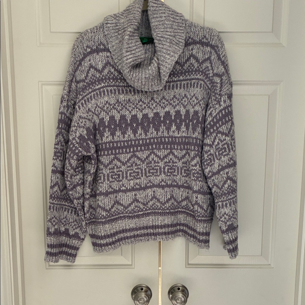 dip Lavender Patterned Cowl Neck Sweater